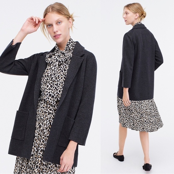 J Crew • Sophie Open-Front Sweater-Blazer jacket cardigan charcoal grey - Picture 1 of 13